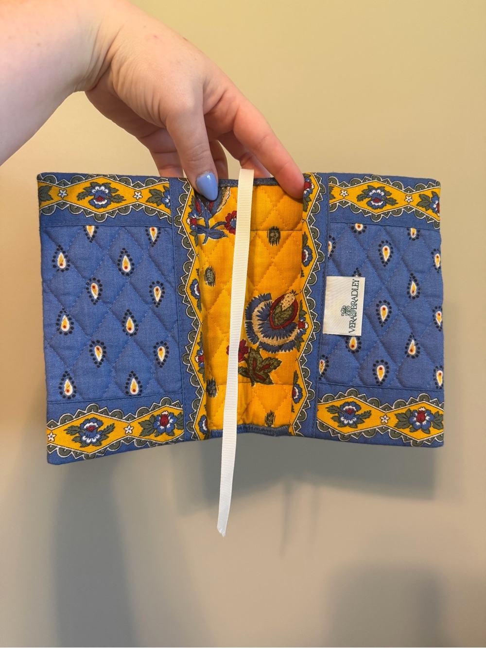 Vera Bradley Blue and Yellow Quilted Cosmetic Roll